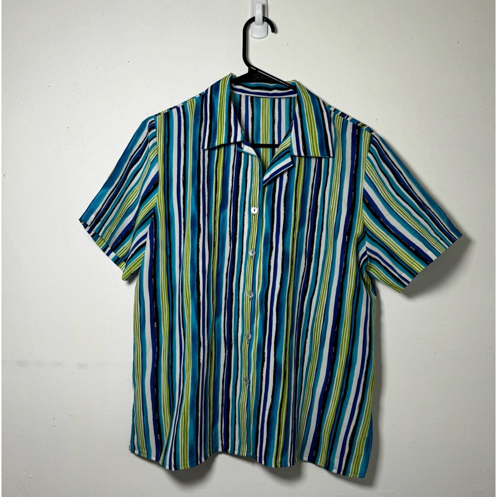 Blue and Green Striped Top-Blouse